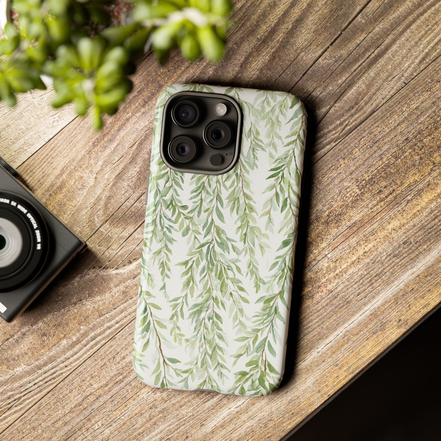 Willow Branch Phone Case — Green Botanical Tough Case