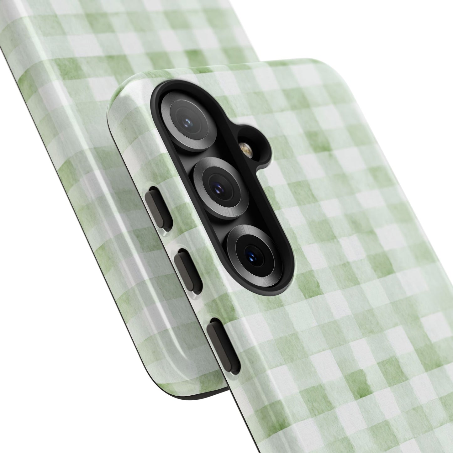 Green Gingham Tough Phone Case — Durable Plaid iPhone Protective Cover
