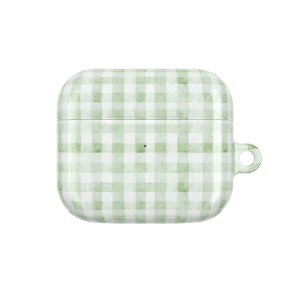Green Gingham AirPod Case — Pastel Plaid Protective Cover